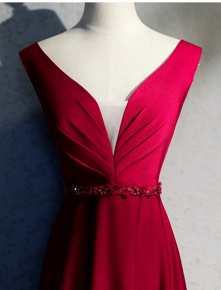 Luxury Long Bridesmaid Dress Sexy V-neck Wedding Party Dresses Elegant Sashes Special Occasion Dresses C46177