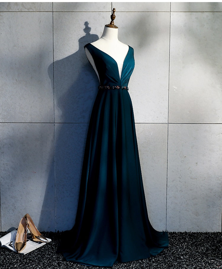 Luxury Long Bridesmaid Dress Sexy V-neck Wedding Party Dresses Elegant Sashes Special Occasion Dresses C46177