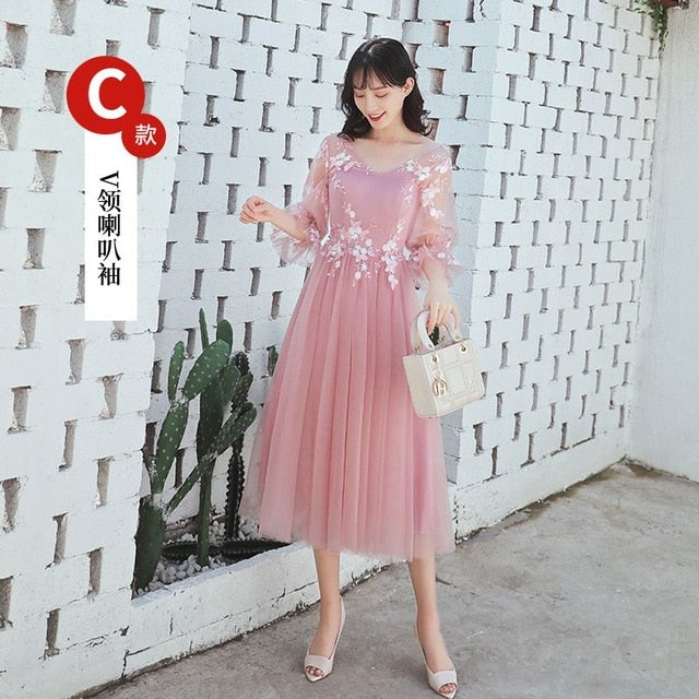 A line Lace Dark Pink Bridesmaid Dresses 2019 Short for Women Plus Size Wedding Party Prom Girl Guest Dresses