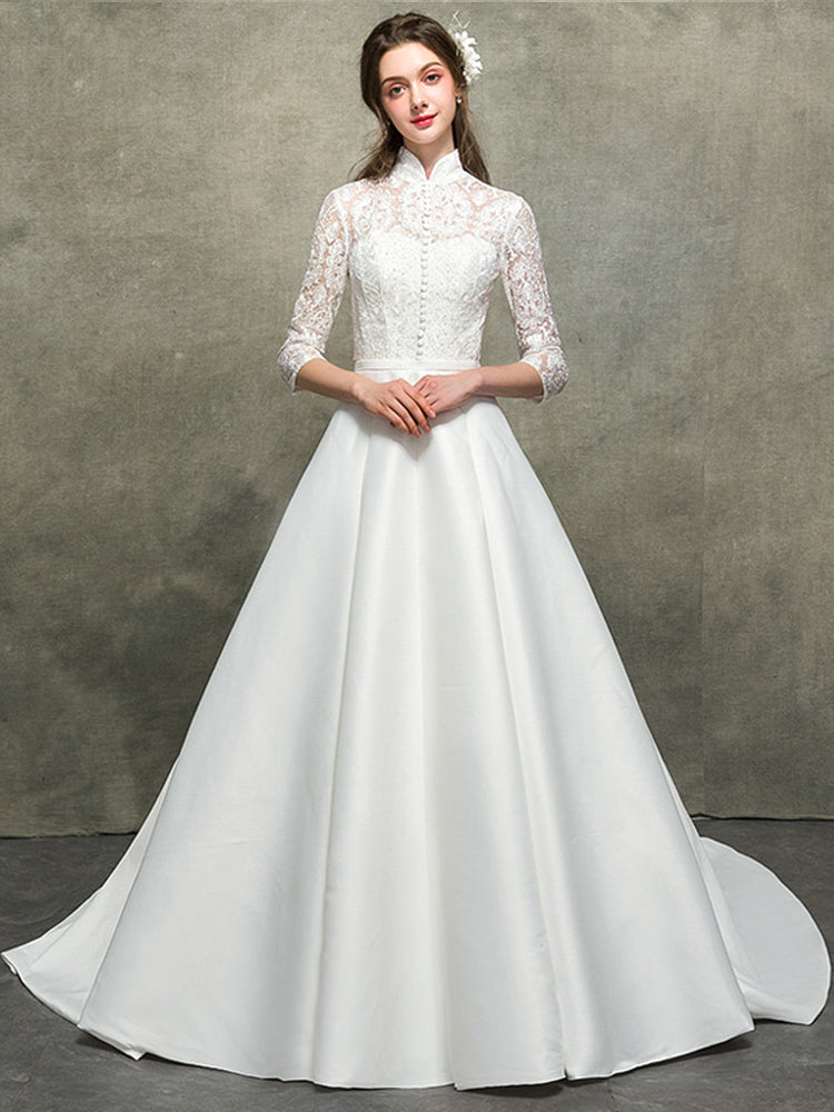 Boho Robe De Mariee Vestido Novia Wedding Dress lace applique long sleeve Robe De Soiree Simple bridal wedding dress gown