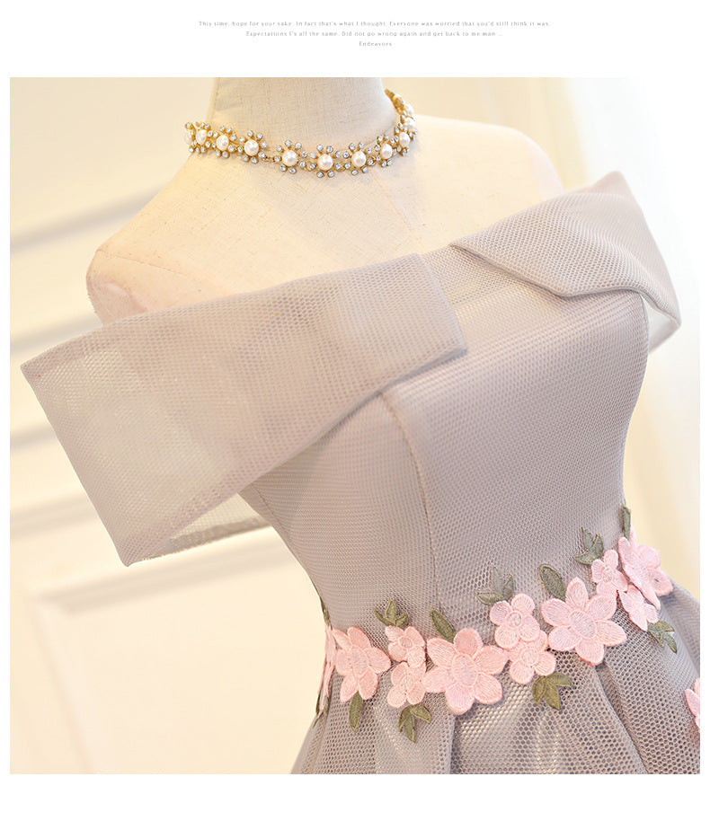 Elegant Students Princess off the Shoulder Dress Party Art Solo Embroidered Dames Jurken Haute Couture Noble GownBirthday A221