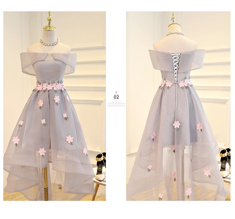 Elegant Students Princess off the Shoulder Dress Party Art Solo Embroidered Dames Jurken Haute Couture Noble GownBirthday A221