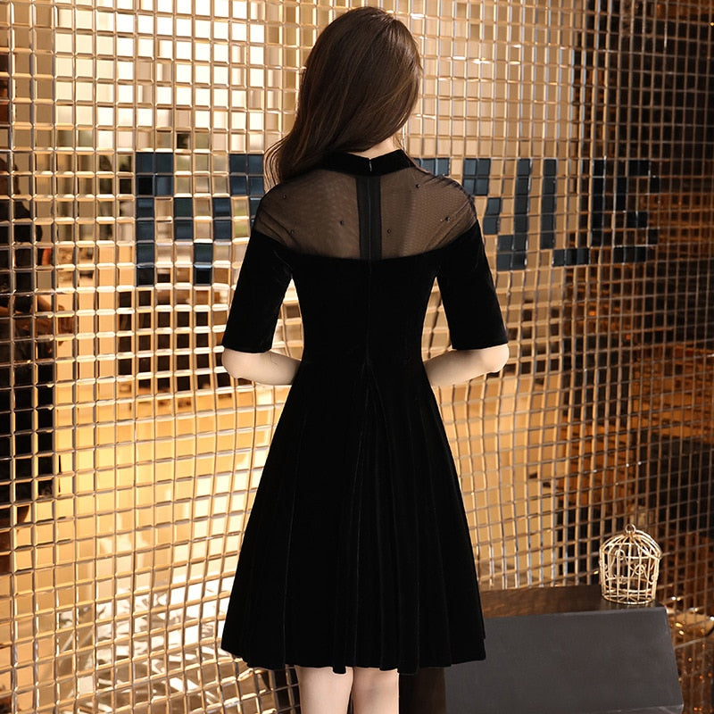 Fashion Mesh Neckline Sexy Slim Party Dress Evening Dress Female Chinese Dresss Improved Cheongsam Size S-XXL