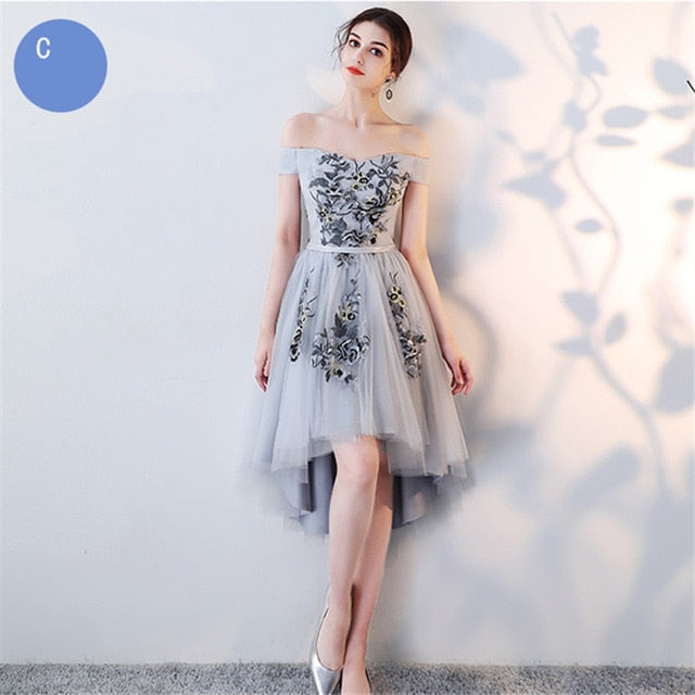 Bridesmaids Dresses V-Neck Flower Embroidery Tulle Formal Dress Lace Up Illusion Lady Fashion Designer LX1003
