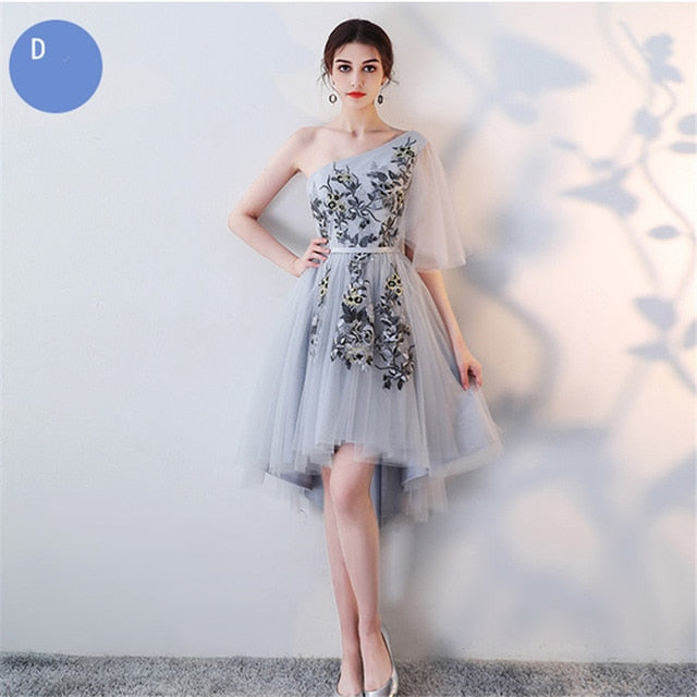 Bridesmaids Dresses V-Neck Flower Embroidery Tulle Formal Dress Lace Up Illusion Lady Fashion Designer LX1003