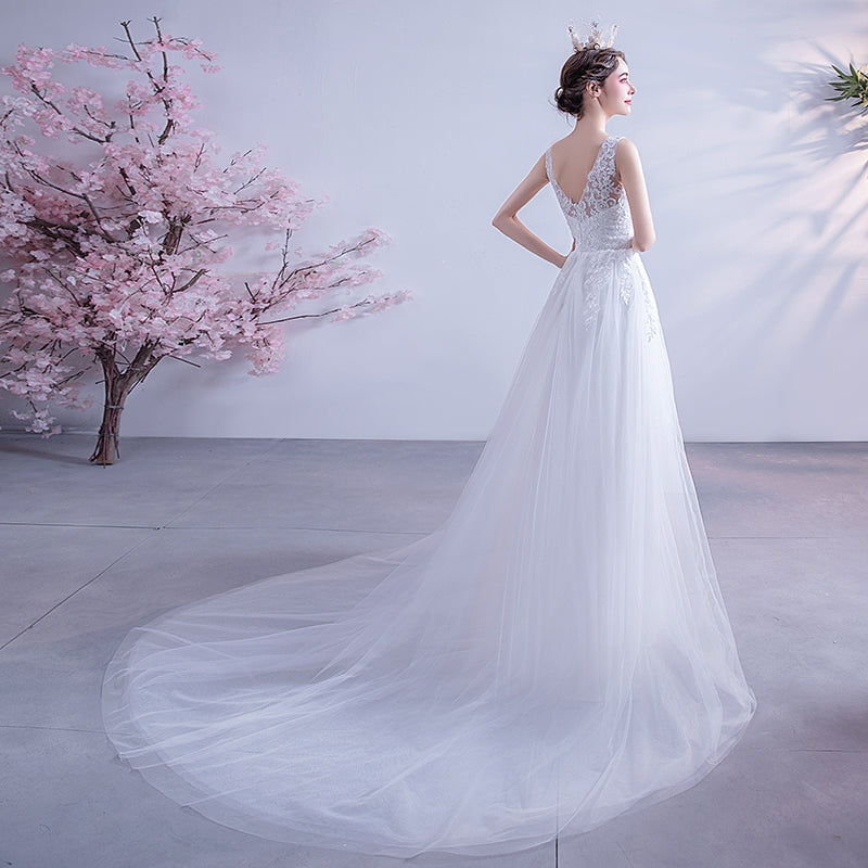 Slim-Strap Lace ROM Gown