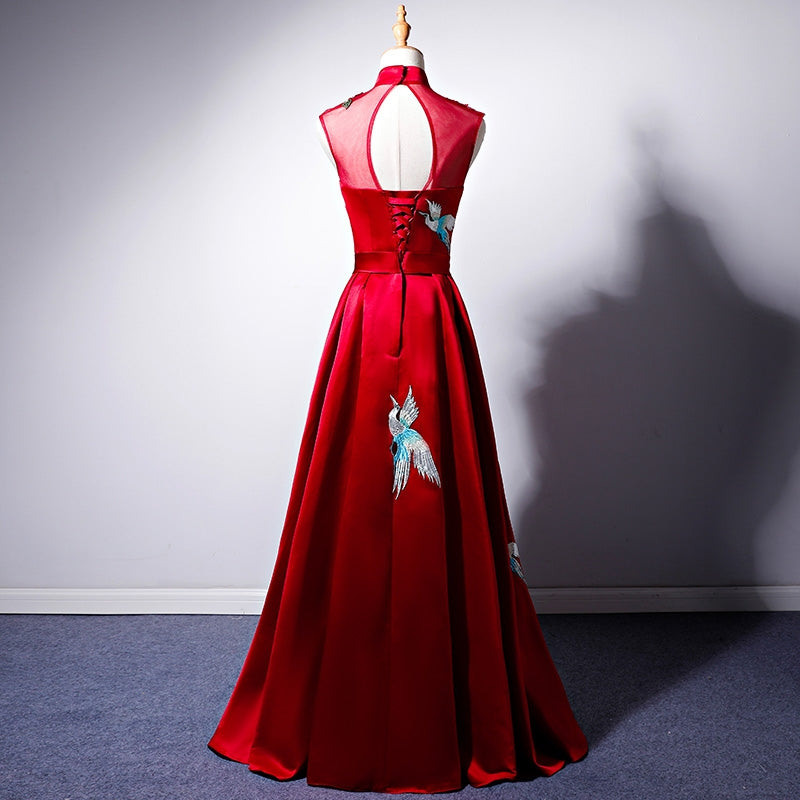 Toast 2020 spring new bride red noble Chinese cheongsam long wedding evening dress dress women back to the door.