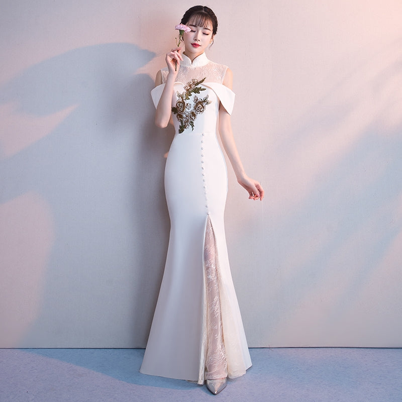 evening dress dress women 2020 new banquet noble elegant temperament sexy fishtail long model can usually wear.