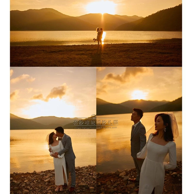 Square-Neck Long-Sleeve ROM Dress