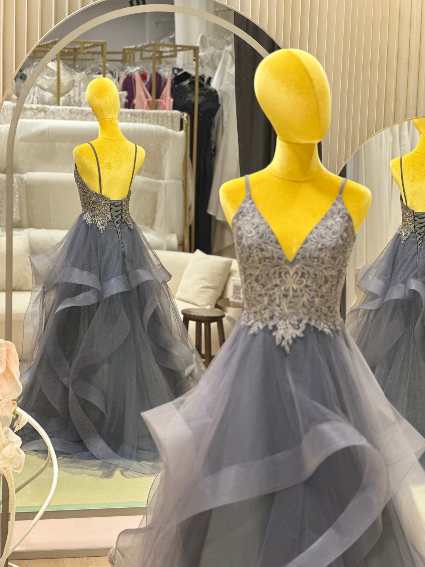 Twilight Luxe Half-Lace Evening Gown | Ready-to-Wear