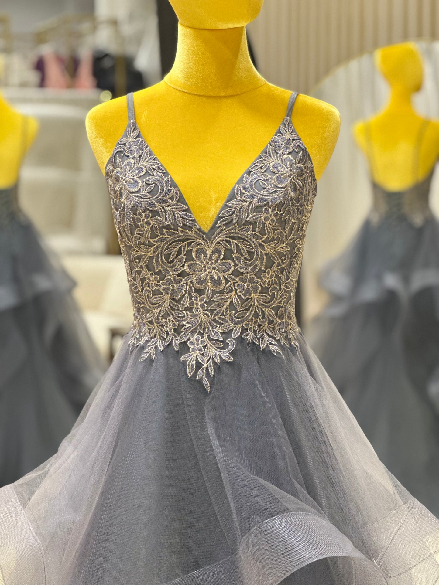 Twilight Luxe Half-Lace Evening Gown | Ready-to-Wear
