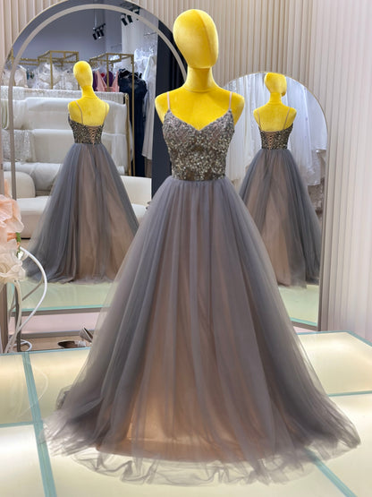 EG-AME-10002 EVENING GOWN LUX FABRIC WITH BEADS SIZE S BUST 84 WAIST 66