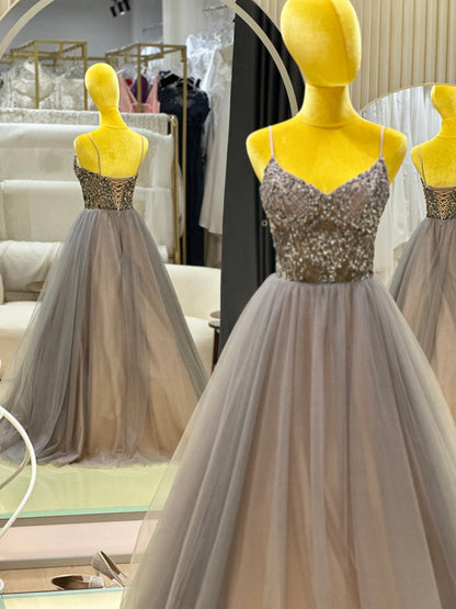 EG-AME-10002 EVENING GOWN LUX FABRIC WITH BEADS SIZE S BUST 84 WAIST 66