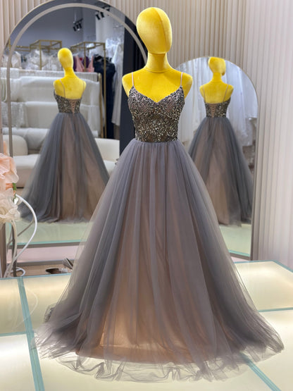 EG-AME-10002 EVENING GOWN LUX FABRIC WITH BEADS SIZE S BUST 84 WAIST 66