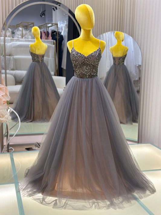 EG-AME-10002 EVENING GOWN LUX FABRIC WITH BEADS SIZE S BUST 84 WAIST 66