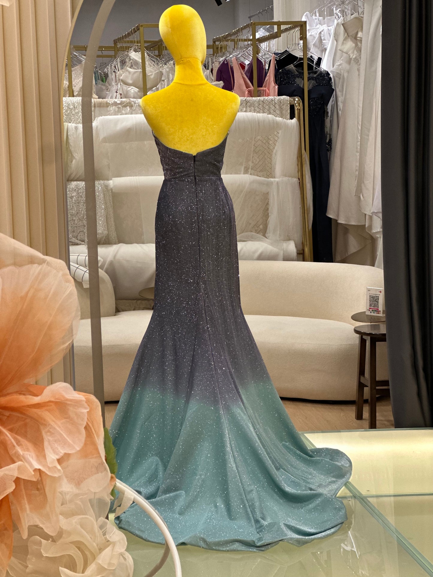 EG-AME-10007 EVENING GOWN PREMIUM FABRIC SIZE XS BUST 82 WAIST 65