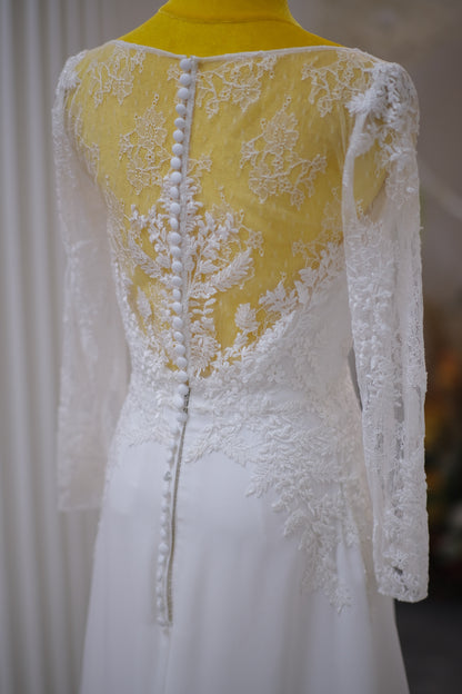 BG-WED-AME-10081 WEDDING GOWN PREMIUM FABRIC HALF LACE SIZE M BUST 88 WAIST 67-68