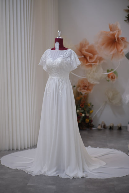 BG-WED-AME-10084 WEDDING GOWN PREMIUM FABRIC HALF LACE SIZE M BUST 84 WAIST 68