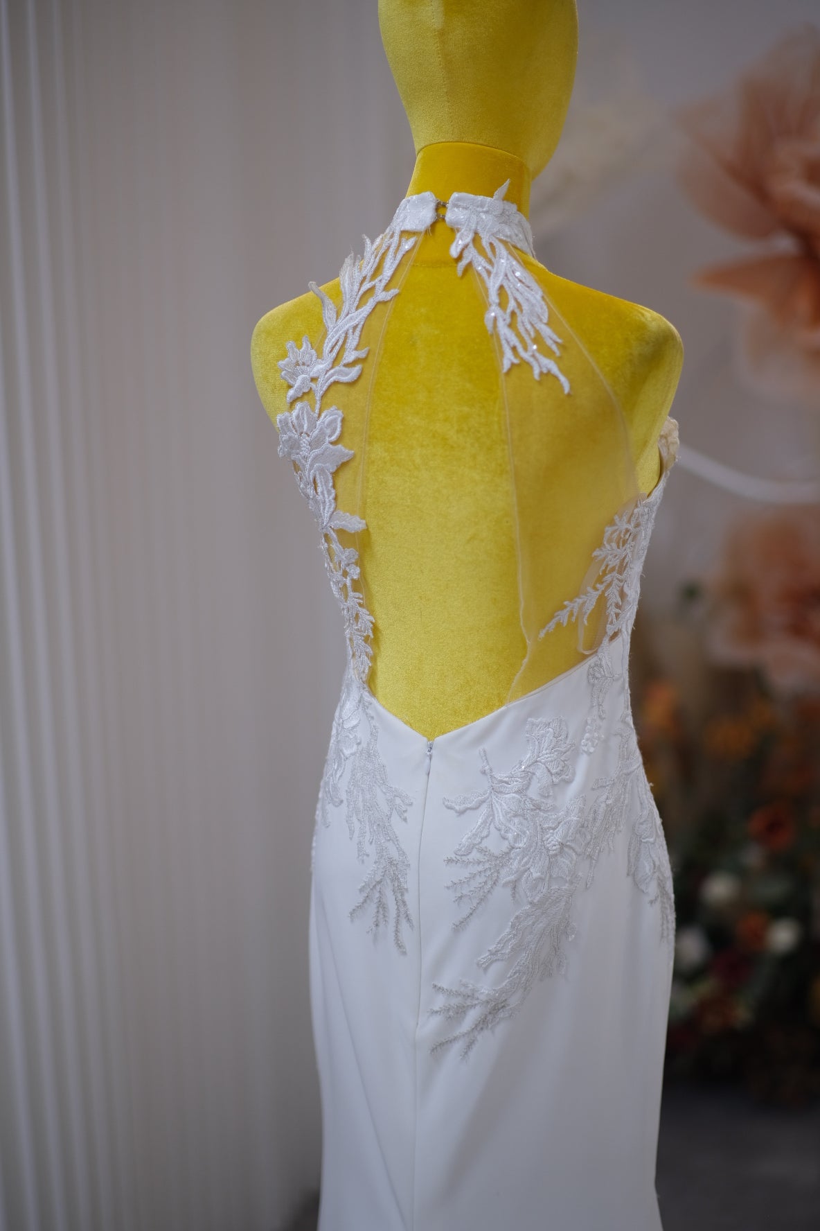 BG-WED-AME-10085 WEDDING GOWN PREMIUM FABRIC HALF LACE SIZE L BUST 87 WAIST 70