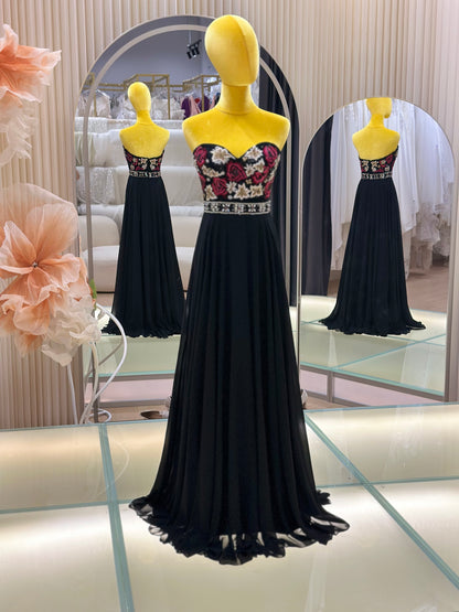 Noir Opulence Beaded Premium Evening Gown | Ready-to-Wear