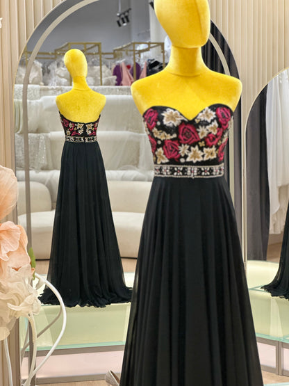 Noir Opulence Beaded Premium Evening Gown | Ready-to-Wear