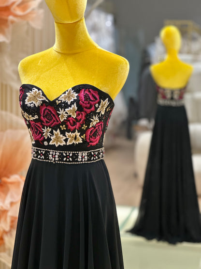 Noir Opulence Beaded Premium Evening Gown | Ready-to-Wear