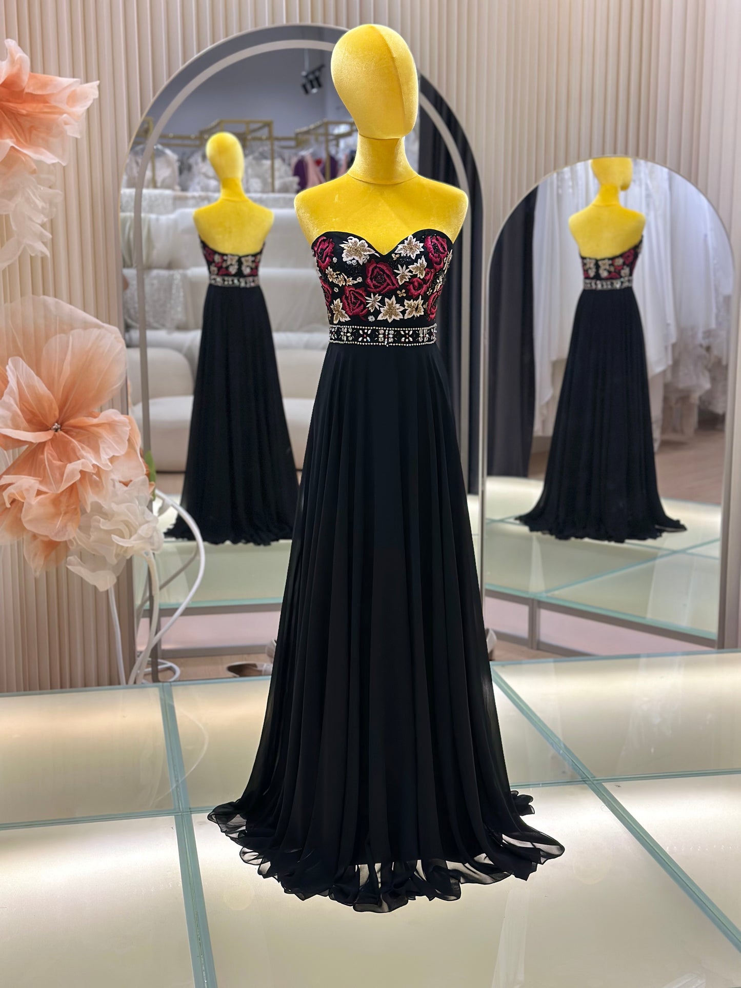 Noir Opulence Beaded Premium Evening Gown | Ready-to-Wear