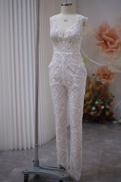 BG-WED-AME-10092 WEDDING GOWN LUX FABRIC FULL LACE SIZE S BUST 84 WAIST 67