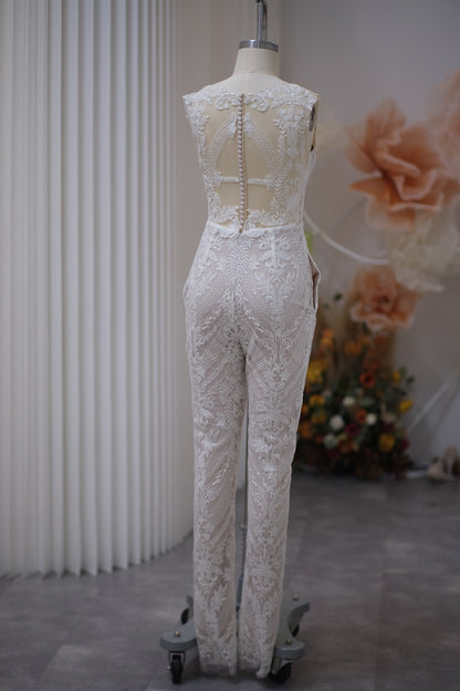 BG-WED-AME-10092 WEDDING GOWN LUX FABRIC FULL LACE SIZE S BUST 84 WAIST 67