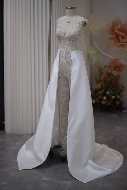 BG-WED-AME-10092 WEDDING GOWN LUX FABRIC FULL LACE SIZE S BUST 84 WAIST 67