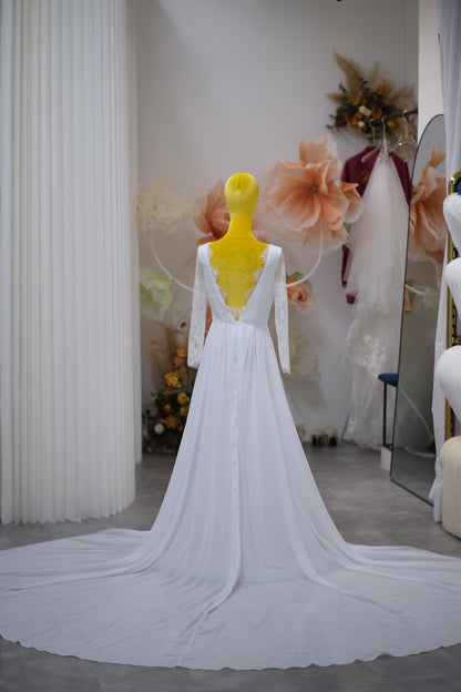 BG-WED-AME-10100 WEDDING GOWN FABRIC HALF LACE SIZE XXL BUST 96 WAIST 80