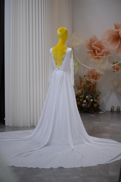 BG-WED-AME-10100 WEDDING GOWN FABRIC HALF LACE SIZE XXL BUST 96 WAIST 80