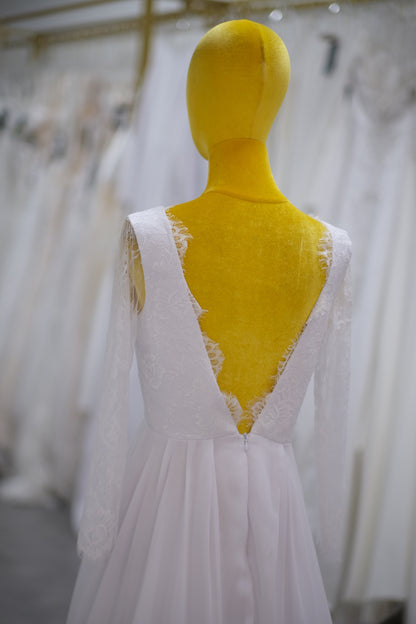 BG-WED-AME-10100 WEDDING GOWN FABRIC HALF LACE SIZE XXL BUST 96 WAIST 80