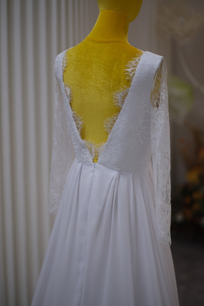 BG-WED-AME-10100 WEDDING GOWN FABRIC HALF LACE SIZE XXL BUST 96 WAIST 80