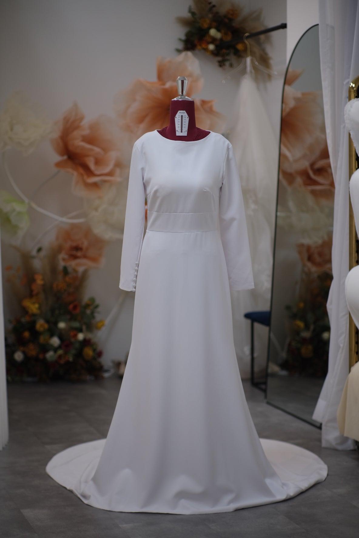 BG-WED-AME-10102 WEDDING GOWN PREMIUM FABRIC PLAIN WITH PLEATED SIZE XL, 4XL, 5XL