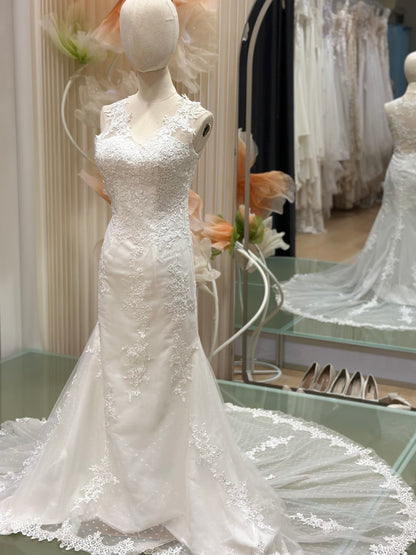 BG-WED-AME-10104 WEDDING GOWN PREMIUM FABRIC FULL LACE SIZE XS BUST 78 WAIST 64