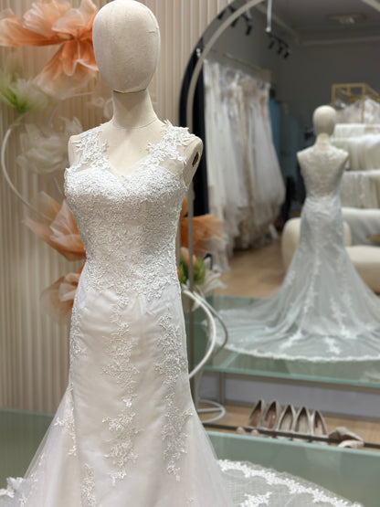 BG-WED-AME-10104 WEDDING GOWN PREMIUM FABRIC FULL LACE SIZE XS BUST 78 WAIST 64