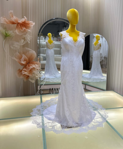 BG-WED-AME-10109 WEDDING GOWN FABRIC FULL LACE SIZE 4XL BUST 107 WAIST 85