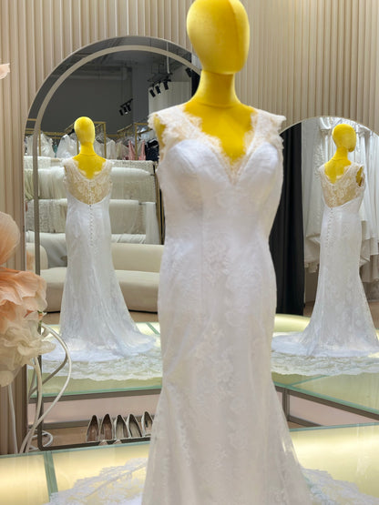 BG-WED-AME-10109 WEDDING GOWN FABRIC FULL LACE SIZE 4XL BUST 107 WAIST 85