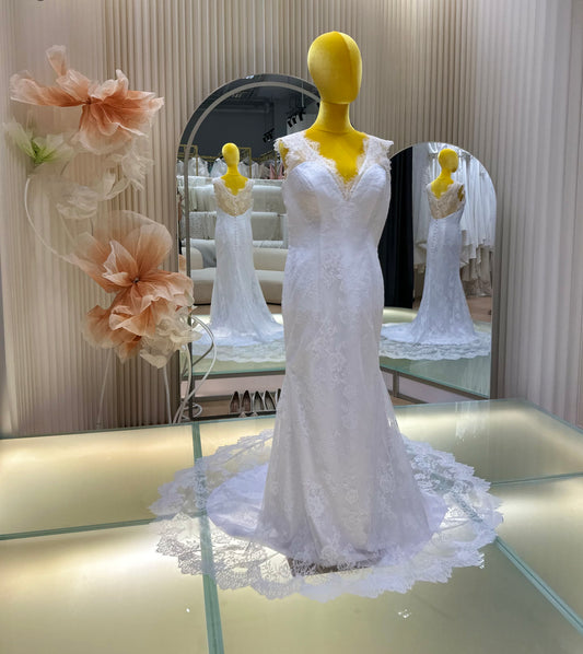 BG-WED-AME-10109 WEDDING GOWN FABRIC FULL LACE SIZE 4XL BUST 107 WAIST 85