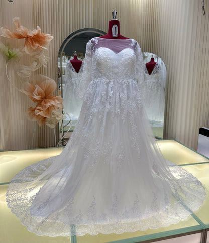 BG-WED-AME-10110 WEDDING GOWN PREMIUM FABRIC FULL LACE BUST 136 WAIST 122