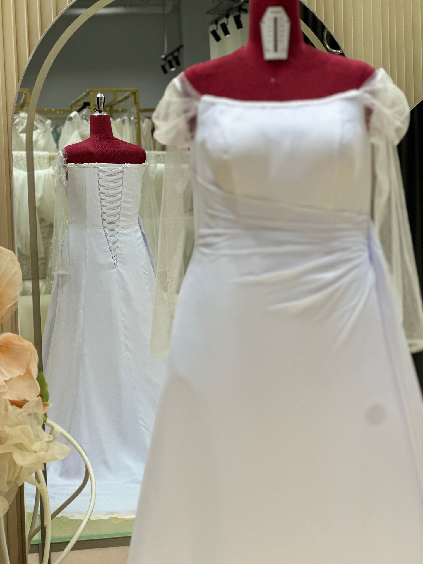 BG-WED-AME-10112 WEDDING GOWN PREMIUM FABRIC PLAIN WITH PLEATED SIZE 3XL-5XL BUST 98-111 WAIST 81-90