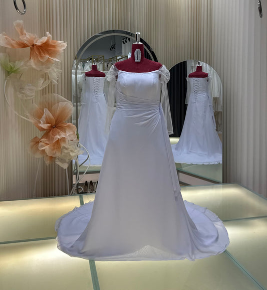 BG-WED-AME-10112 WEDDING GOWN PREMIUM FABRIC PLAIN WITH PLEATED SIZE 3XL-5XL BUST 98-111 WAIST 81-90