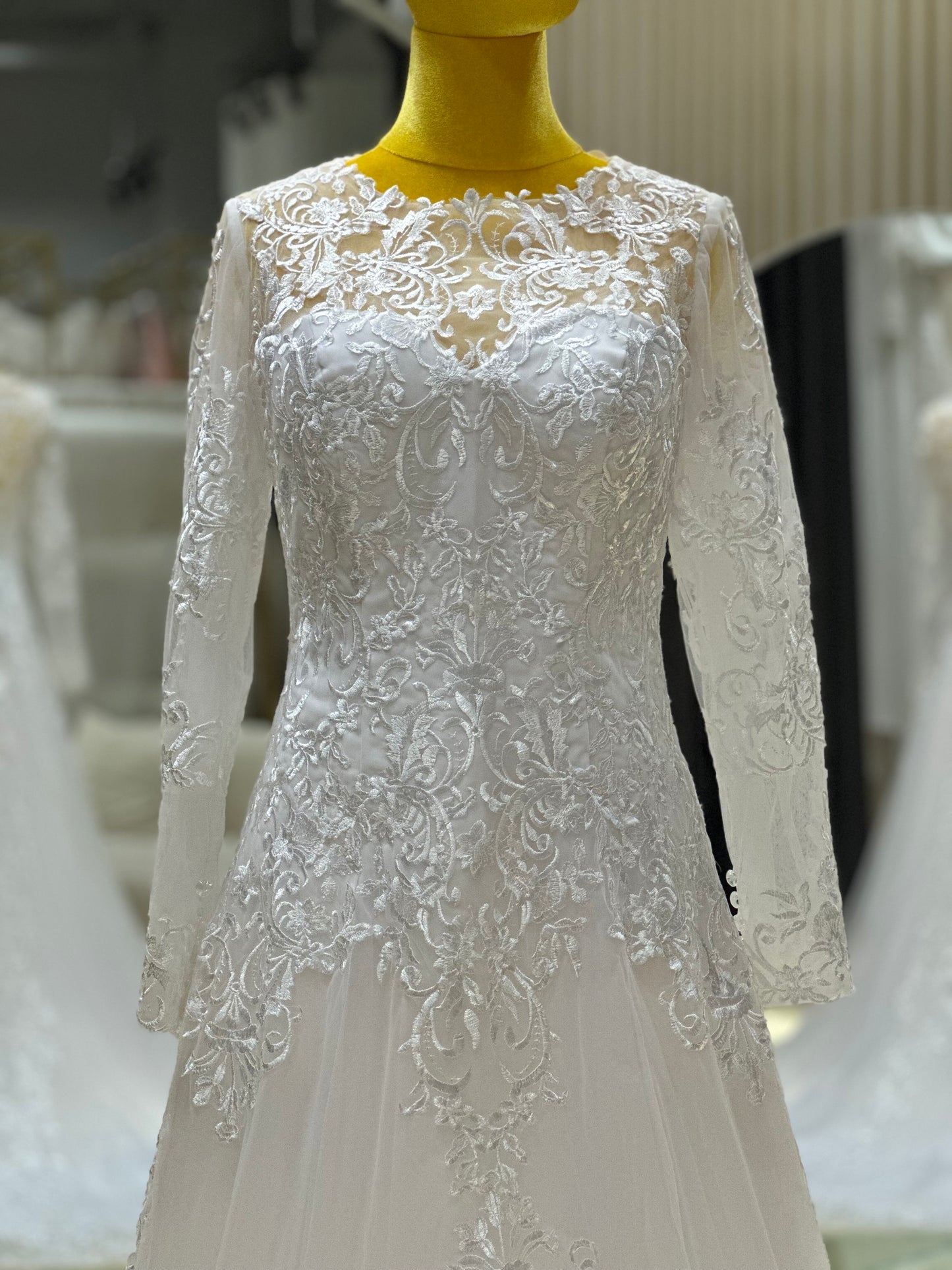 BG-WED-AME-10113 WEDDING GOWN FABRIC FULL LACE SIZE 3XL BUST 97 WAIST 81