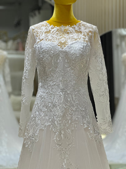 BG-WED-AME-10113 WEDDING GOWN FABRIC FULL LACE SIZE 3XL BUST 97 WAIST 81