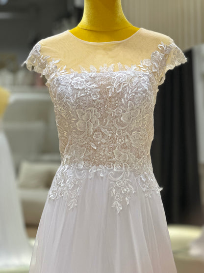 BG-WED-AME-10114 WEDDING GOWN FABRIC HALF LACE SIZE L BUST 89 WAIST 72