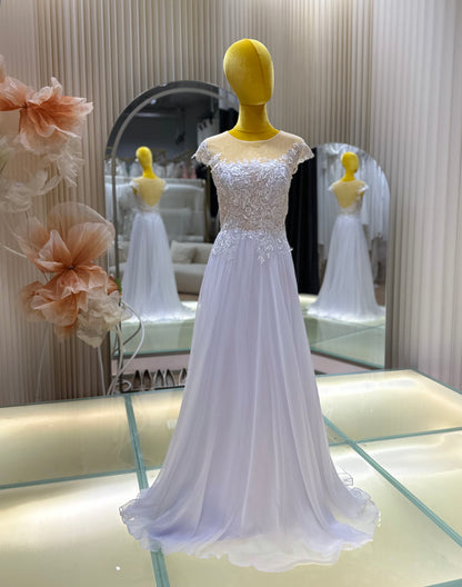 BG-WED-AME-10114 WEDDING GOWN FABRIC HALF LACE SIZE L BUST 89 WAIST 72