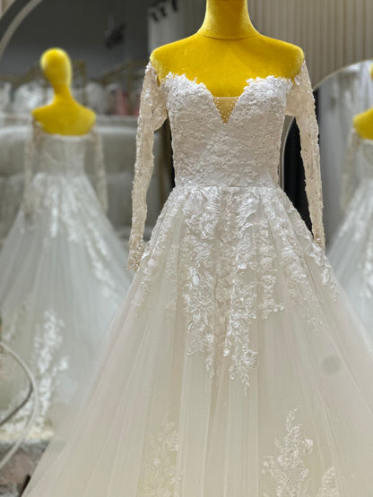 BG-WED-AME-10118 WEDDING GOWN LUX FABRIC FULL LACE SIZE XS-XL BUST 78-94 WAIST 66-76