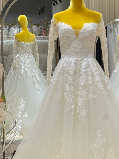 BG-WED-AME-10118 WEDDING GOWN LUX FABRIC FULL LACE SIZE XS-XL BUST 78-94 WAIST 66-76