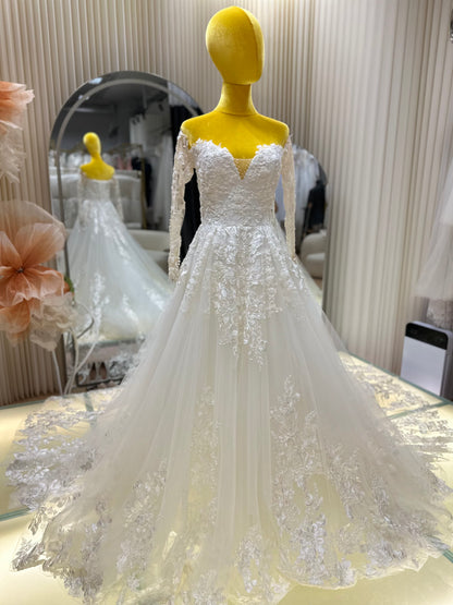 BG-WED-AME-10118 WEDDING GOWN LUX FABRIC FULL LACE SIZE XS-XL BUST 78-94 WAIST 66-76